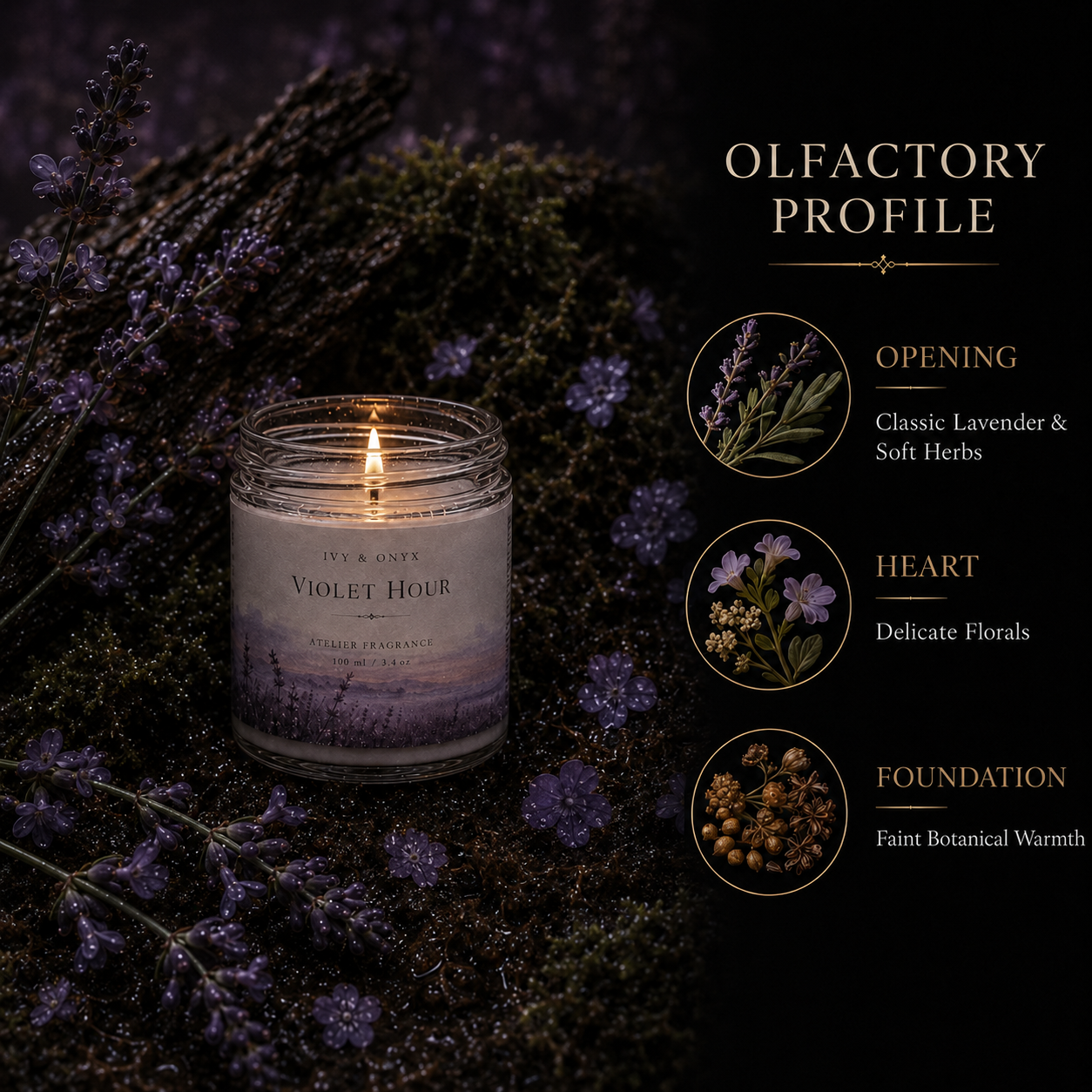 Bougie Violet Hour, 100 ml / 3,4 oz