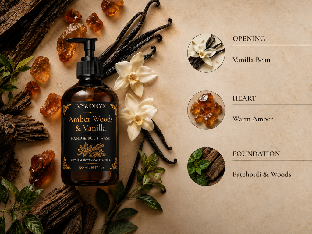 Amber Woods & Vanilla Hand & Body Wash • 490 ml / 16.57 fl oz