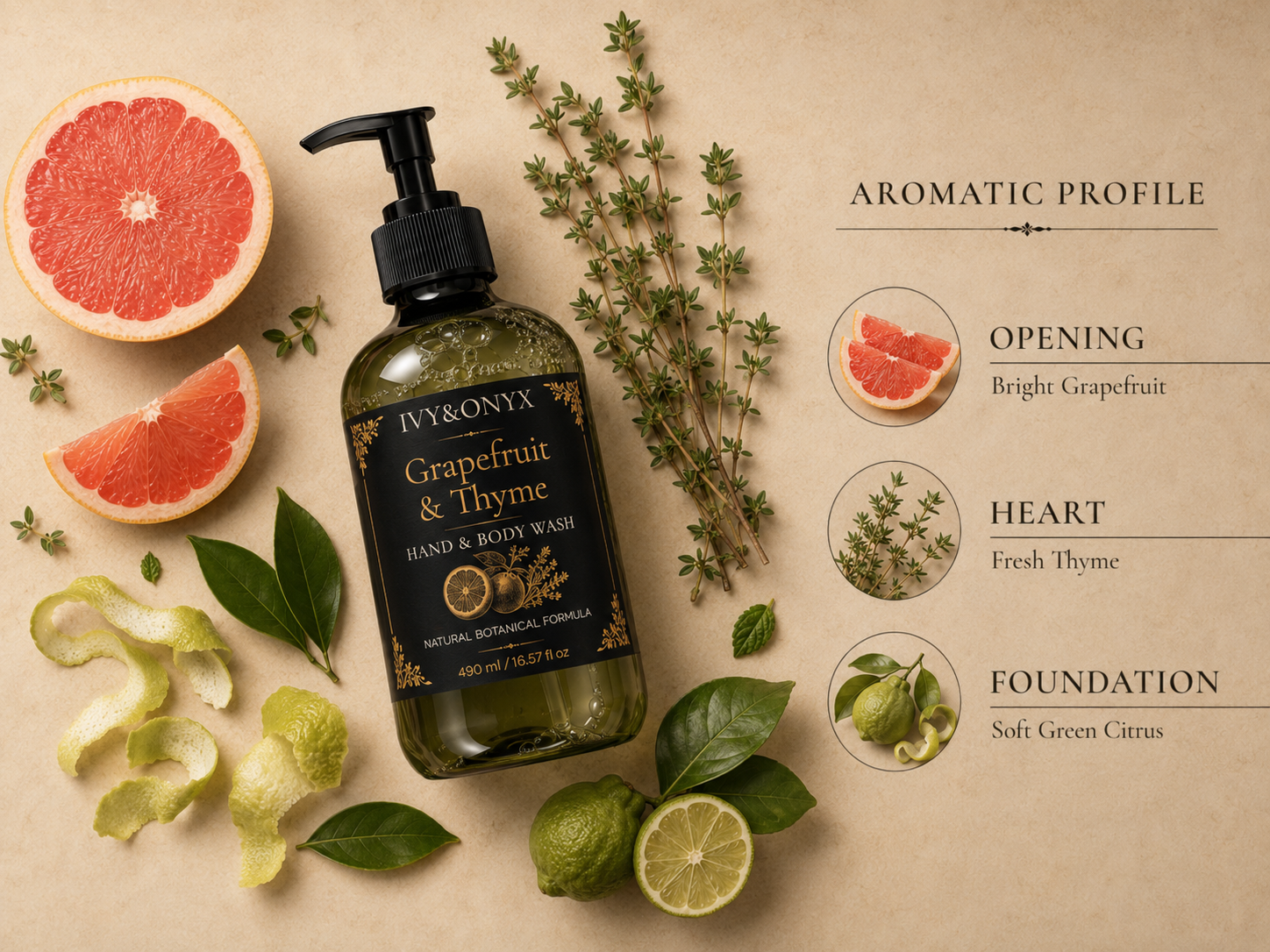 Grapefruit & Thyme Hand & Body Wash 490 ml / 16.57 fl oz