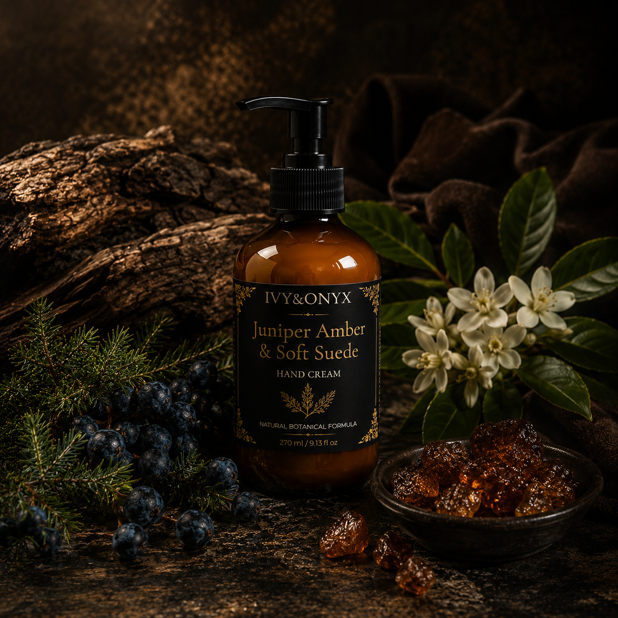Juniper Amber & Soft Suede Hand Cream • 270 ml / 9.13 fl oz