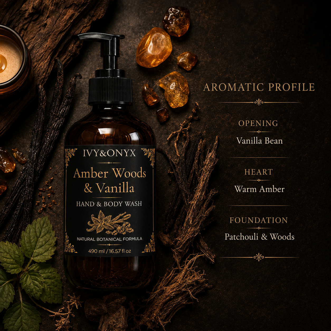 Amber Woods & Vanilla Hand & Body Wash