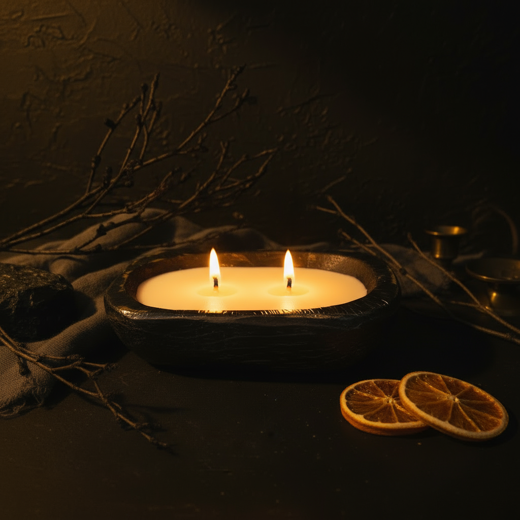 Fresh Squeezed lemons Mini Dough Bowl Candle In Black