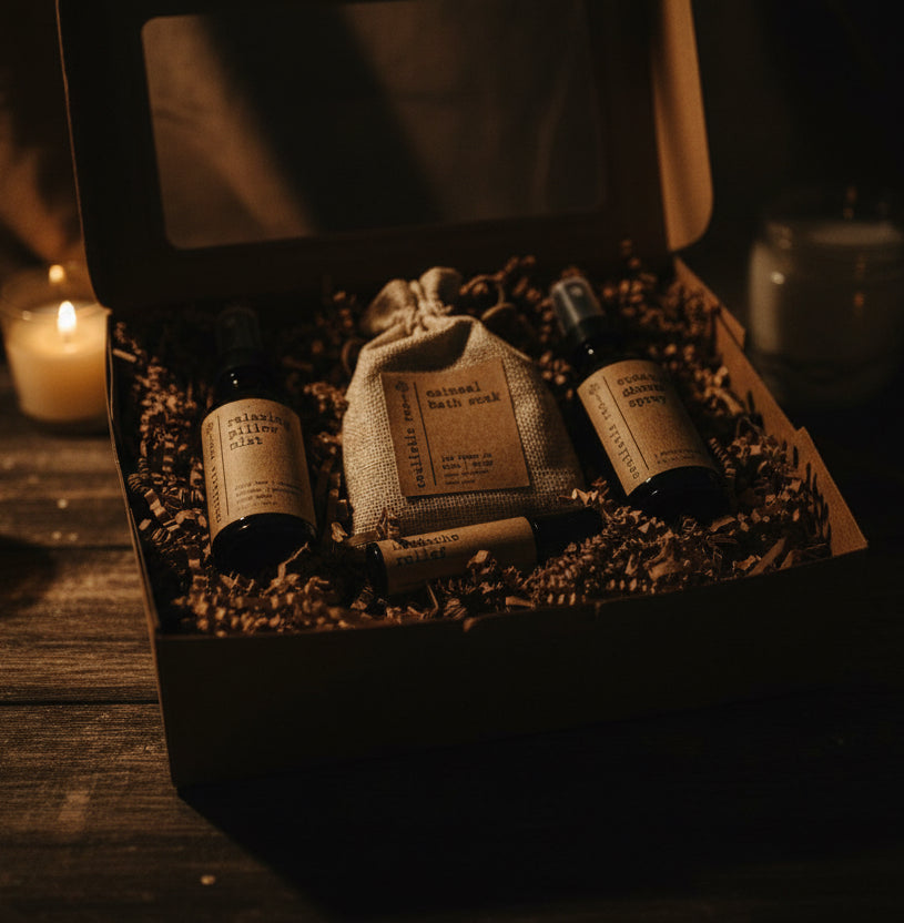 Gift Set- Shower Spray, Pillow Mist, Oatmeal Soak, Headache Relief